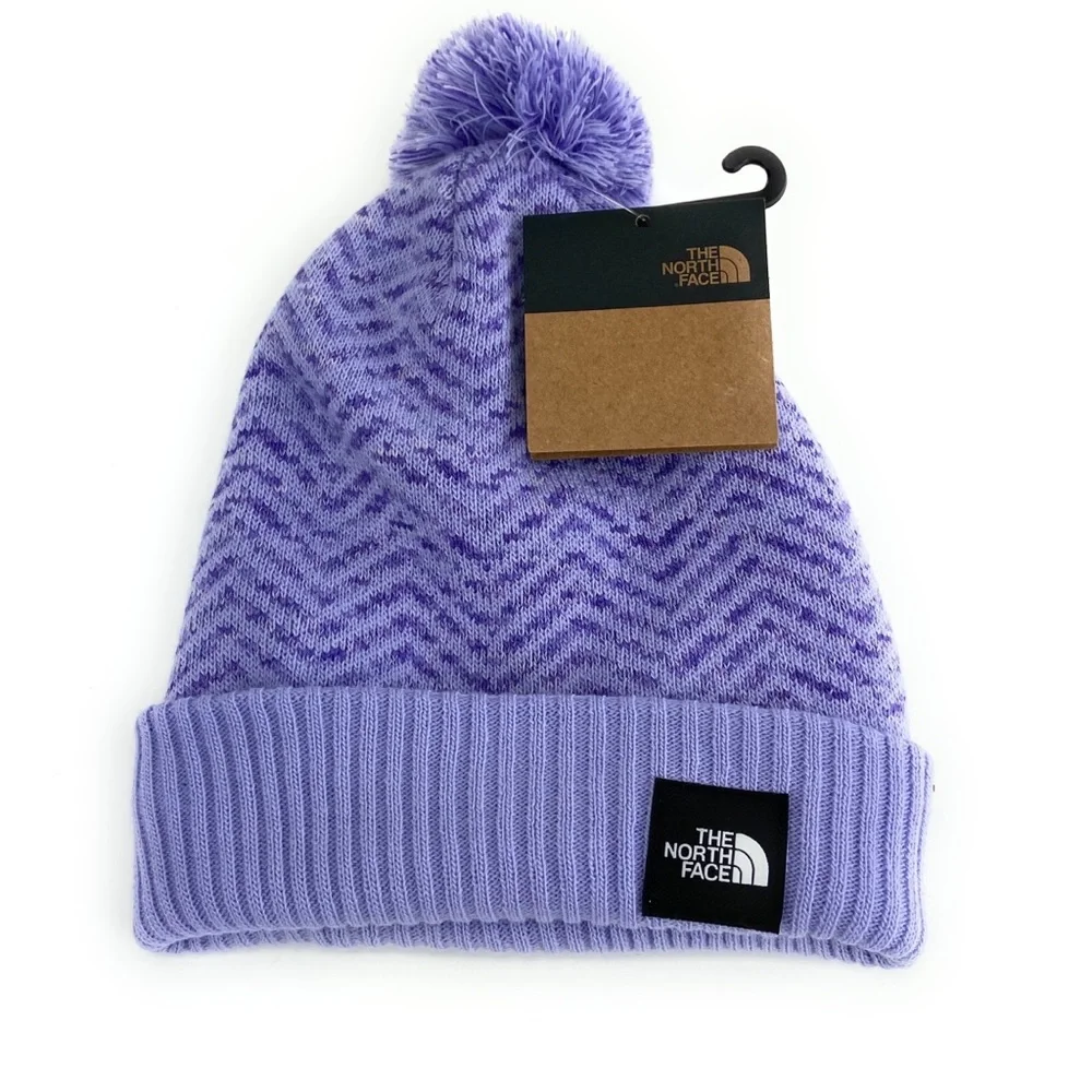 The North Face Youth Girl's Chevron Pom Sweet Lavender Pom Beanie Size OS